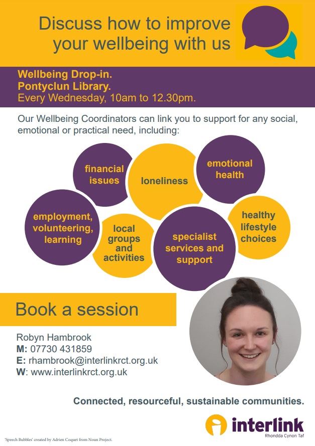 Wellbeing drop ins - Pontyclun Library